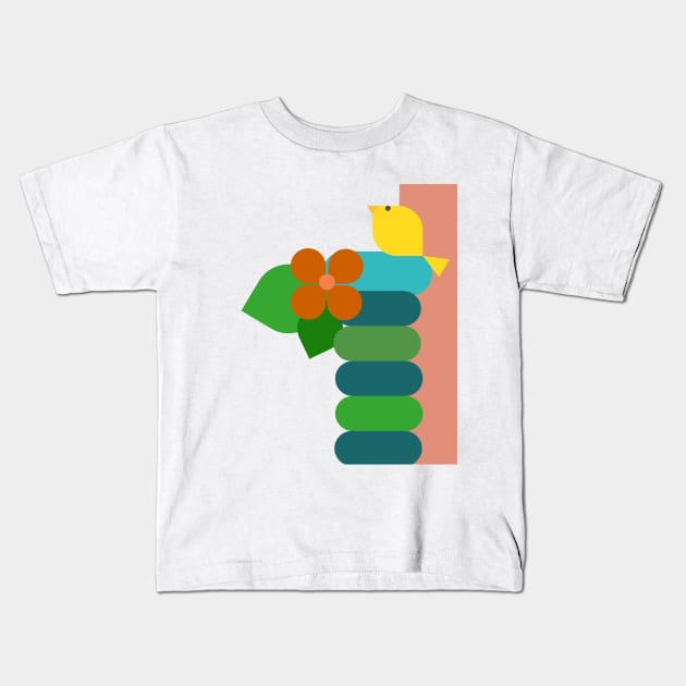 Perched Bird Kids T-Shirt by DMB’s Art Studio